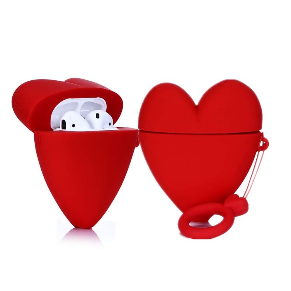 NEW Primo Apple AirPods 1&2 Protective
Case Red Heart Shock Absorbing Silicone